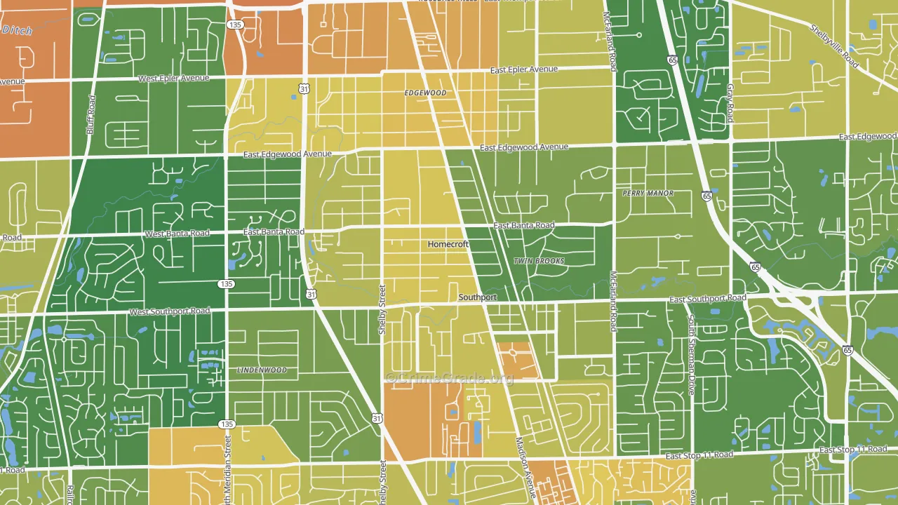 Homecroft, IN Map of Assault Rates