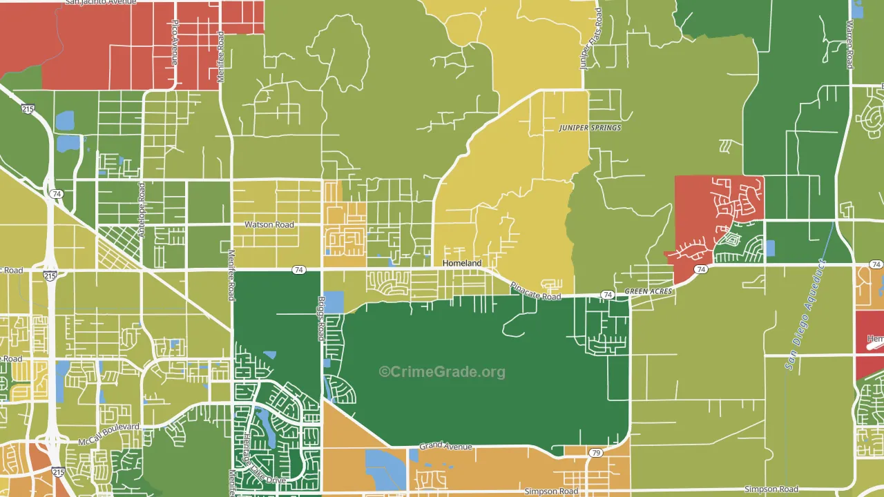 Homeland, CA Map of Assault Rates