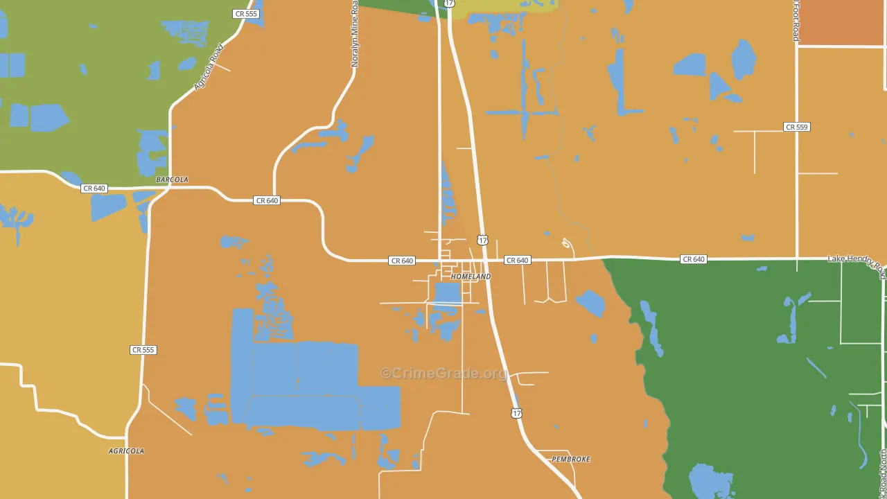 Homeland, FL Map of Assault Rates