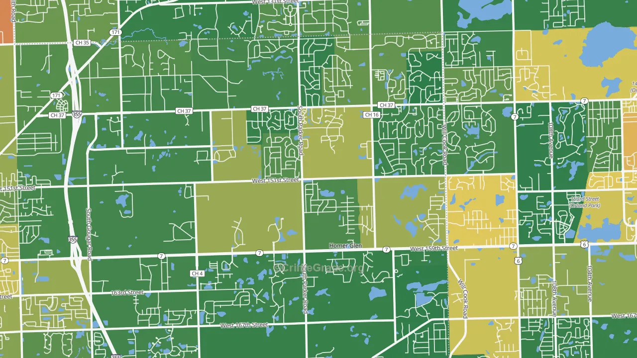 Homer Glen, IL Map of Assault Rates