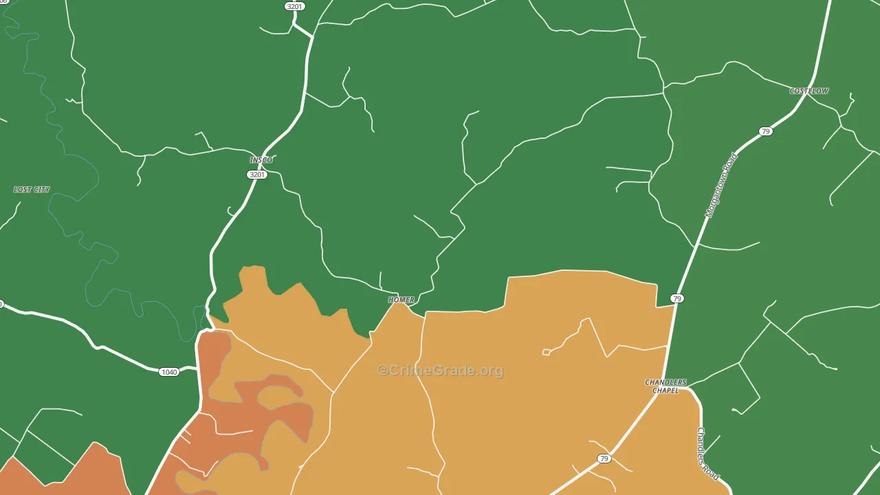 Homer, KY Map of Assault Rates