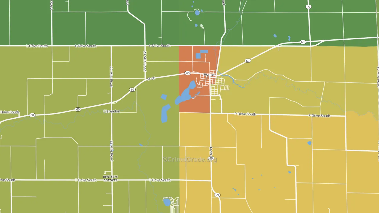 Homer, MI Map of Assault Rates