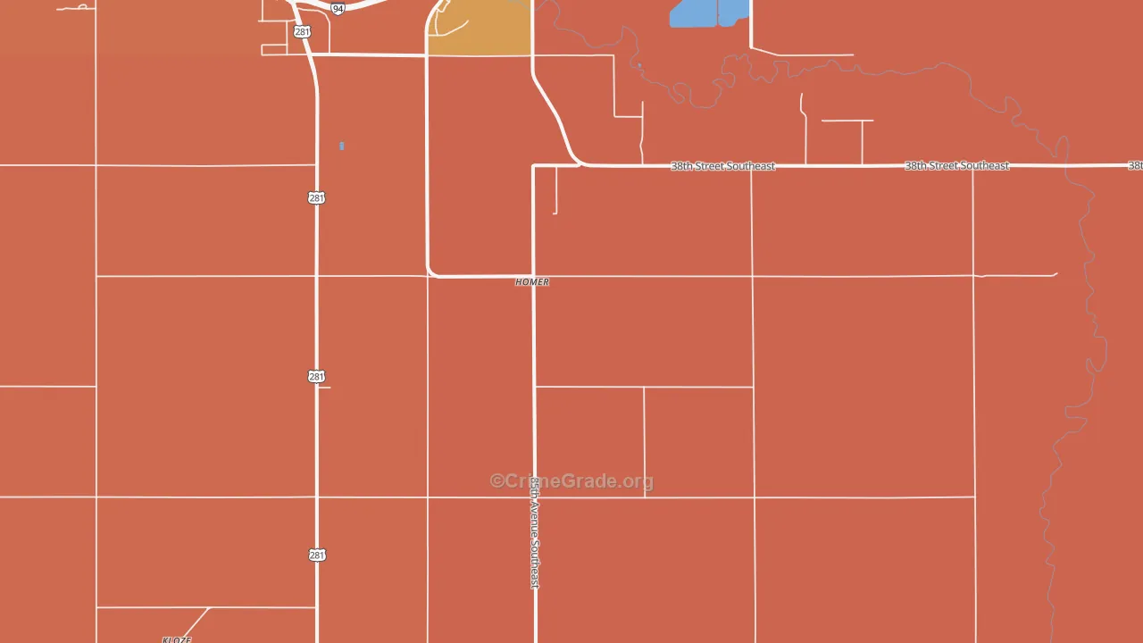 Homer, ND Map of Assault Rates
