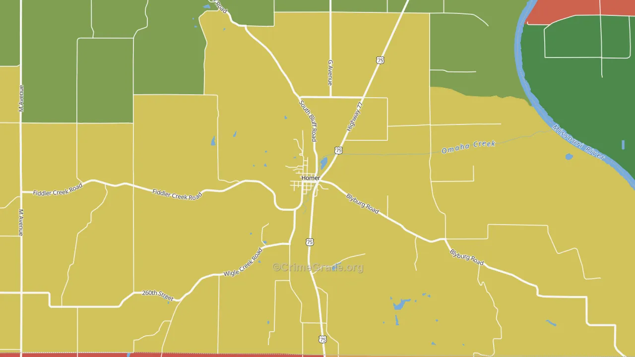 Homer, NE Map of Assault Rates