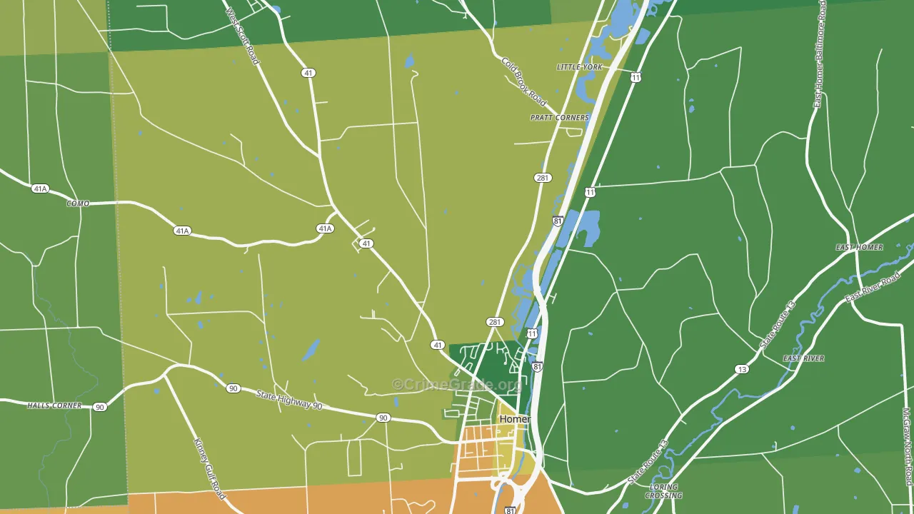 Homer, NY Map of Assault Rates