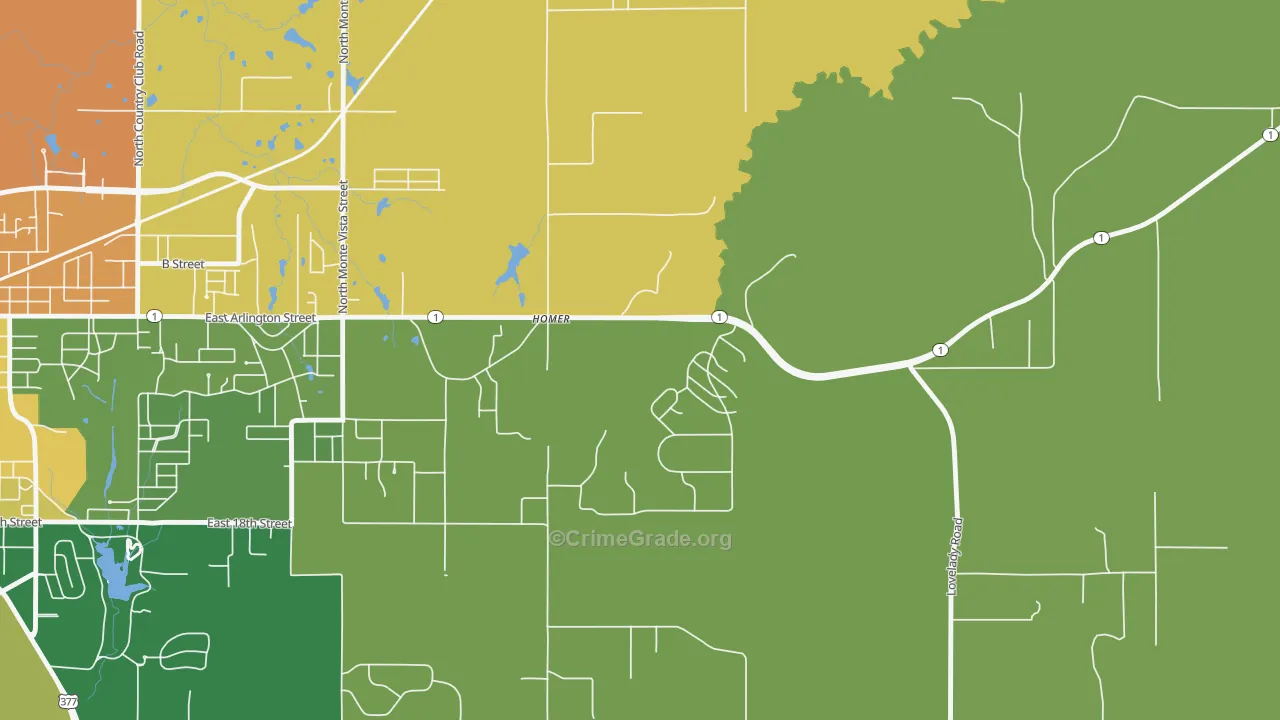Homer, OK Map of Assault Rates
