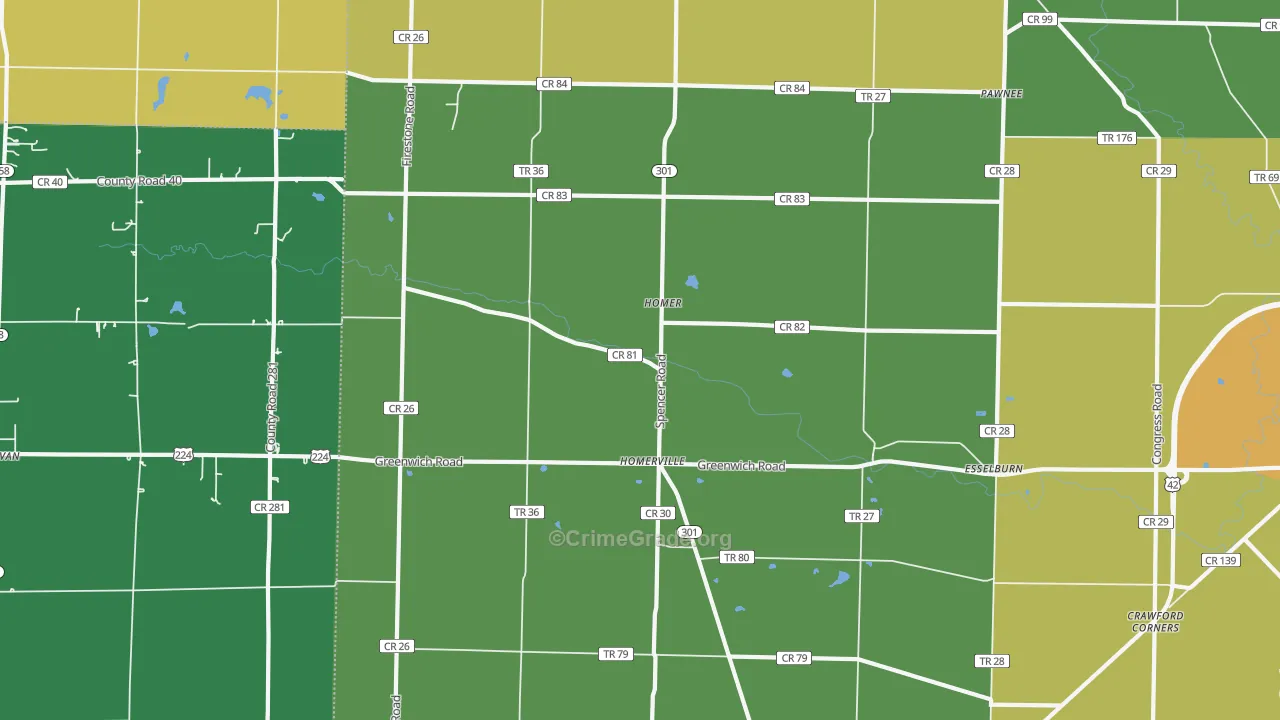 Homerville, OH Map of Assault Rates