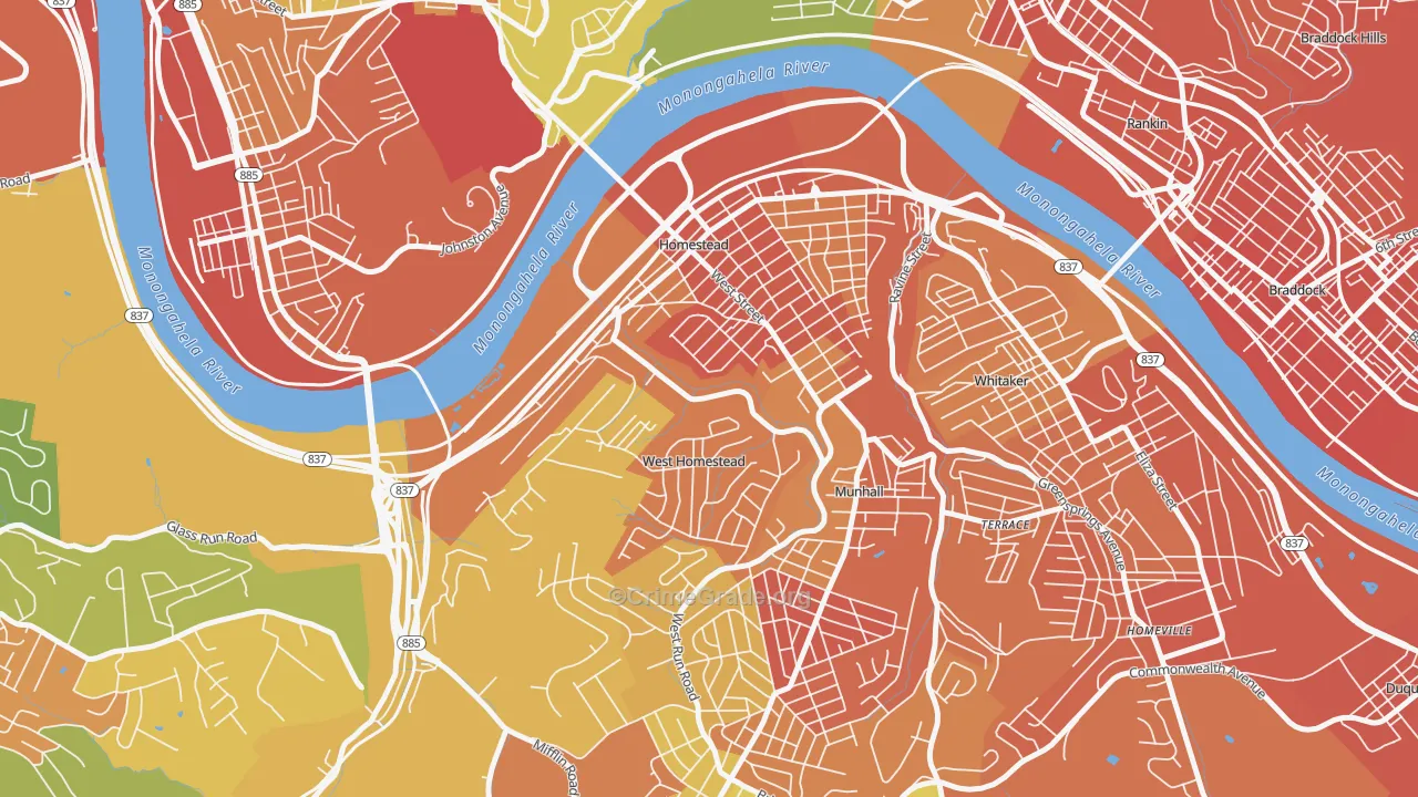 Homestead, PA Map of Assault Rates