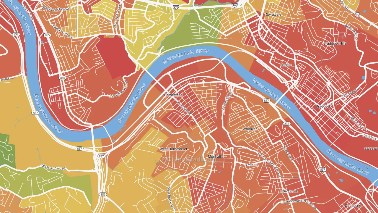 Homestead Park, Homestead, PA Map of Assault Rates