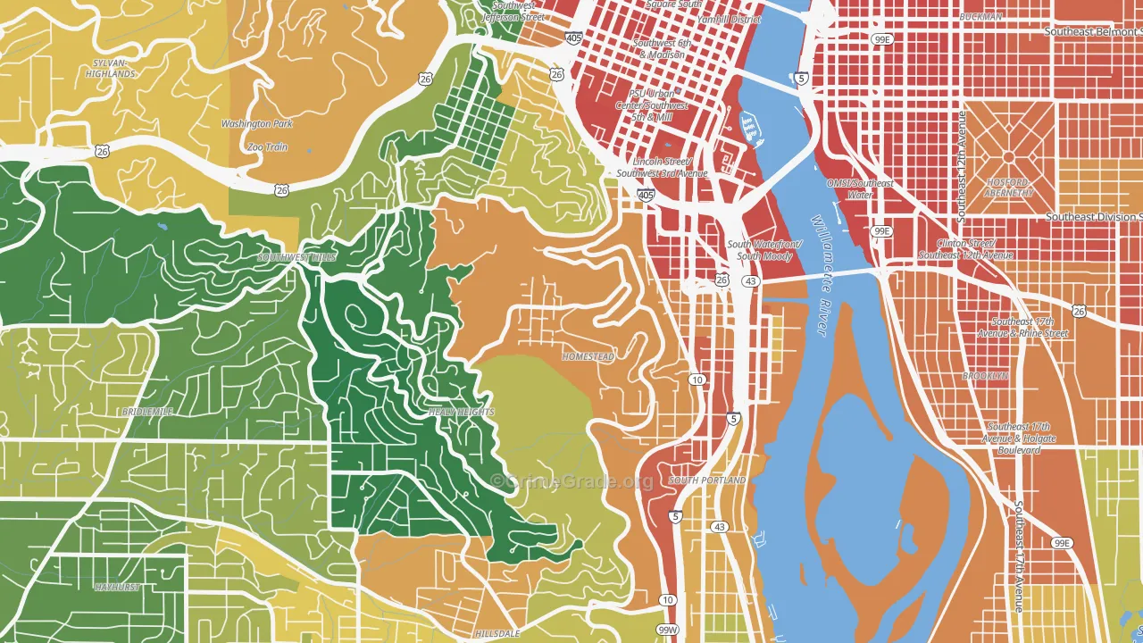 Homestead, Portland, OR Map of Assault Rates