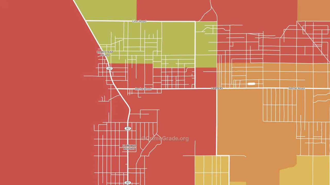 Homestead Valley, CA Map of Assault Rates