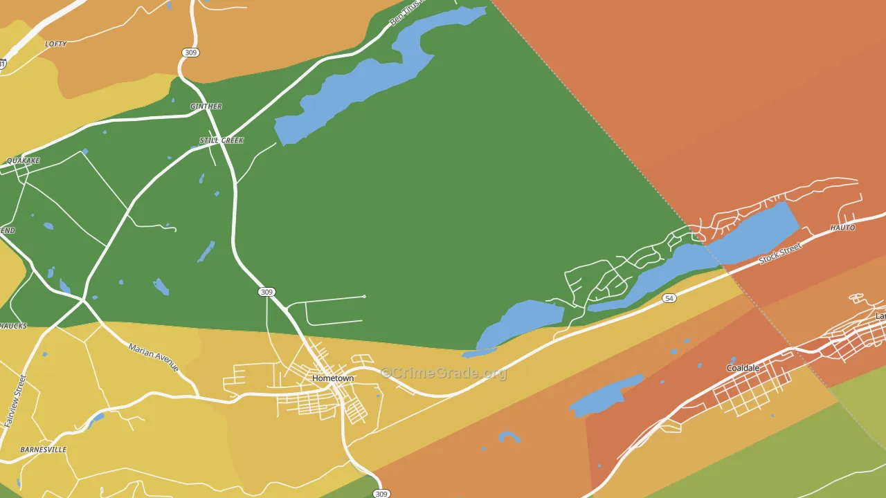 Hometown, PA Map of Assault Rates