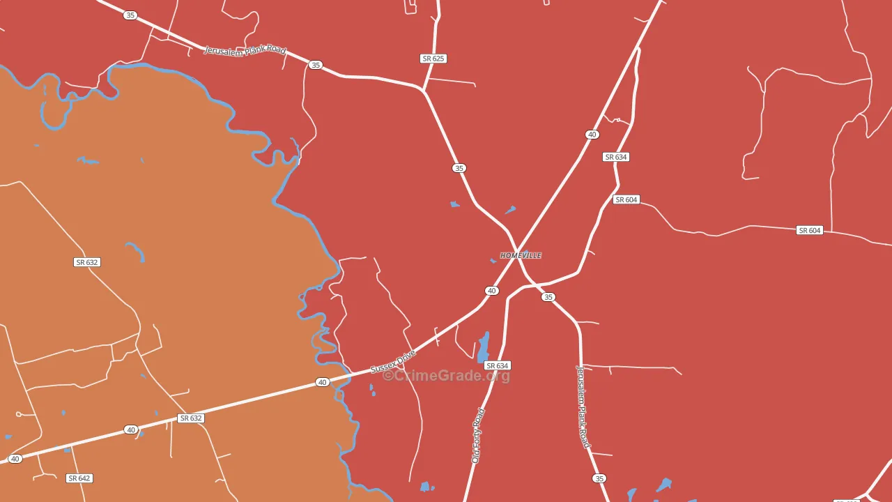 Homeville, VA Map of Assault Rates