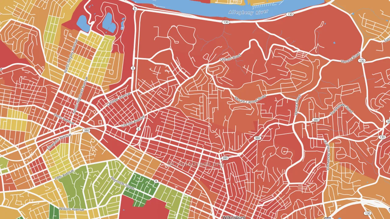Homewood North, Pittsburgh, PA Map of Assault Rates