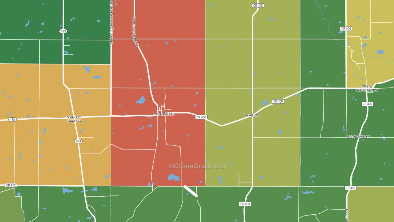Homeworth, OH Map of Assault Rates