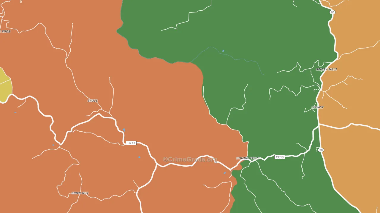 Hominy Falls, WV Map of Assault Rates