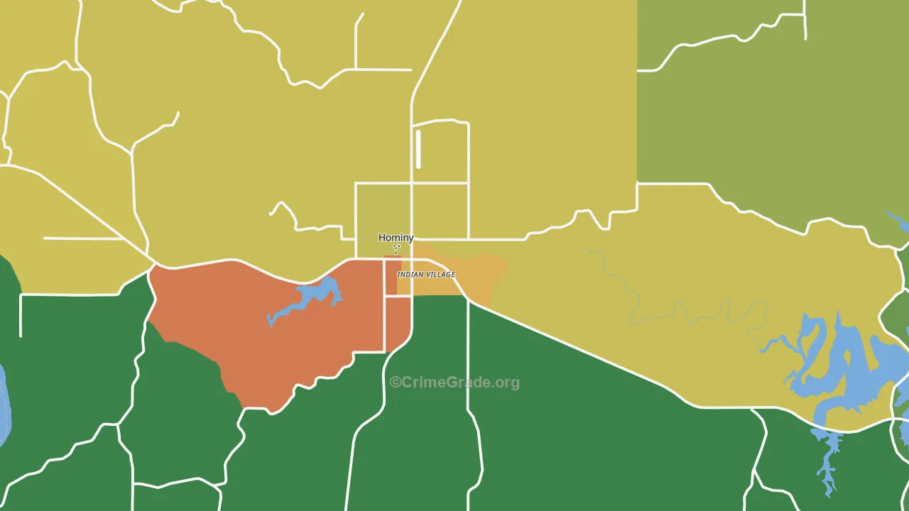 Hominy, OK Map of Assault Rates
