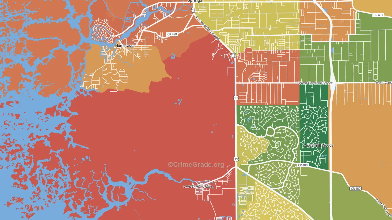 Homosassa, FL Map of Assault Rates