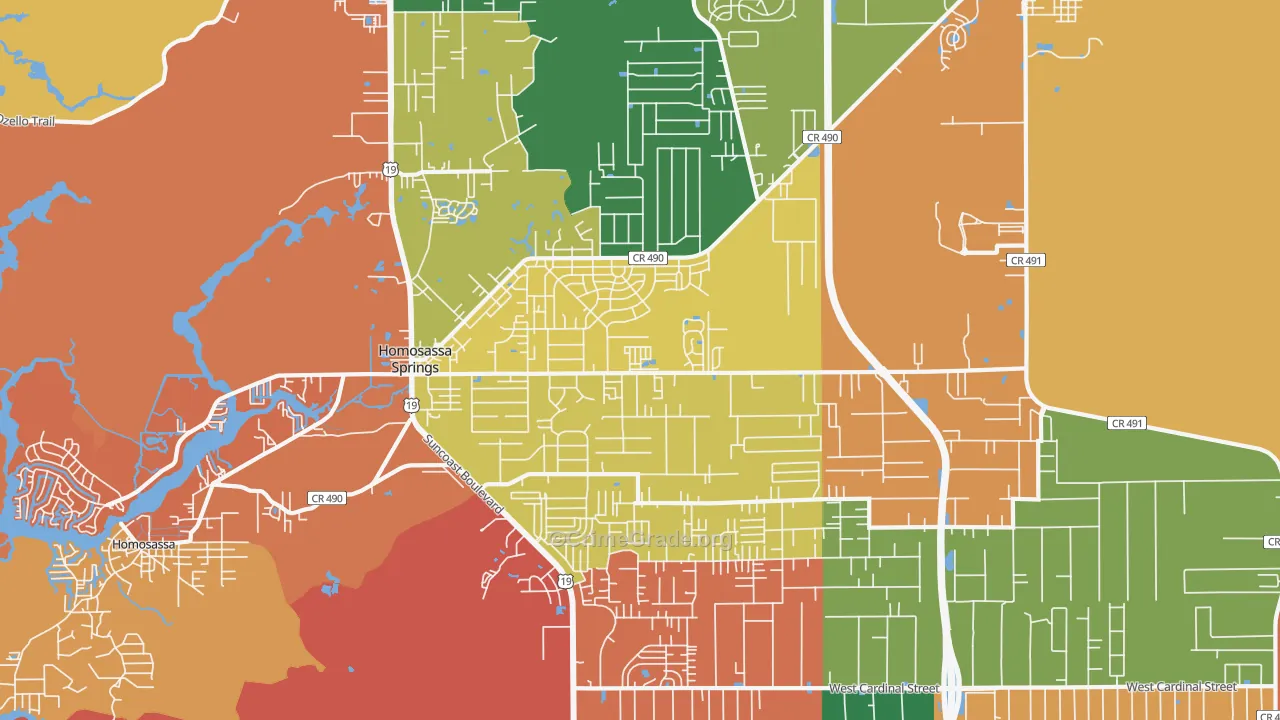 Homosassa Springs, FL Map of Assault Rates