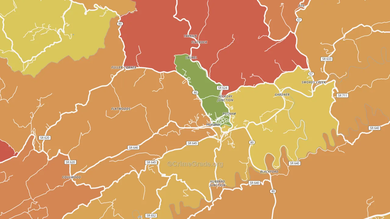 Honaker, VA Map of Assault Rates