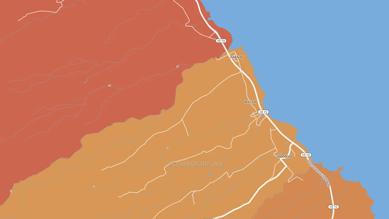 Honaunau, HI Map of Assault Rates