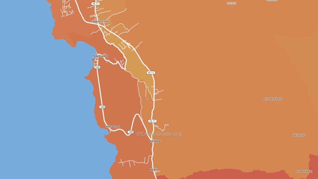 Honaunau-Napoopoo, HI Map of Assault Rates
