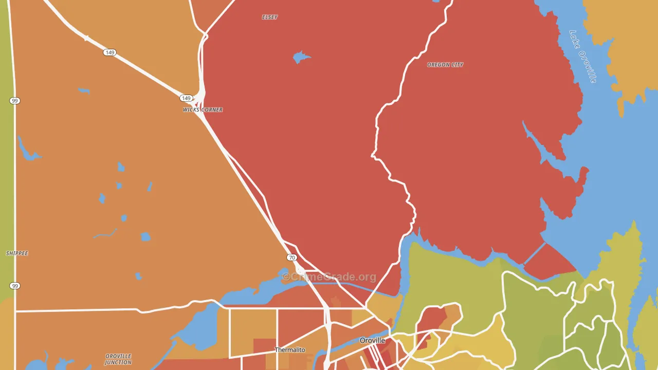 Honcut, CA Map of Assault Rates