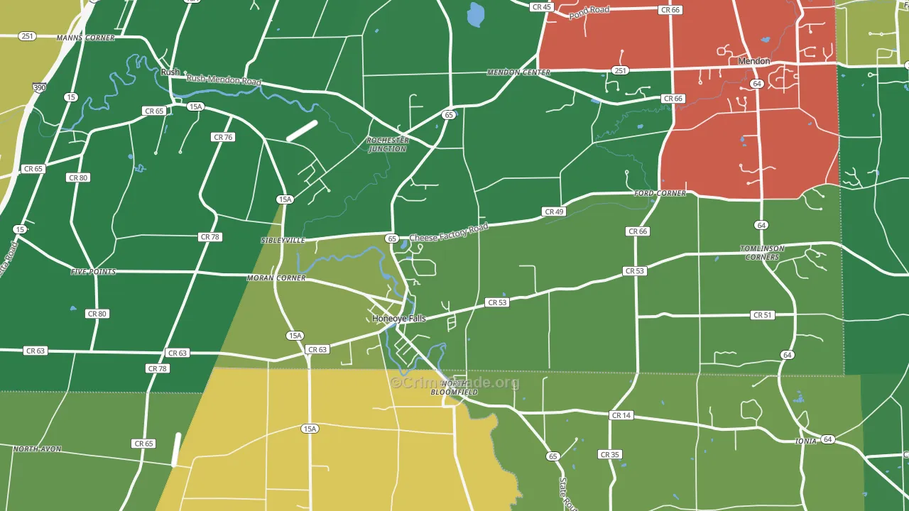 Honeoye Falls, NY Map of Assault Rates