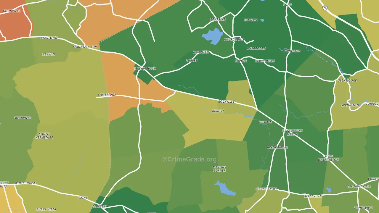 Honey Brook, PA Map of Assault Rates