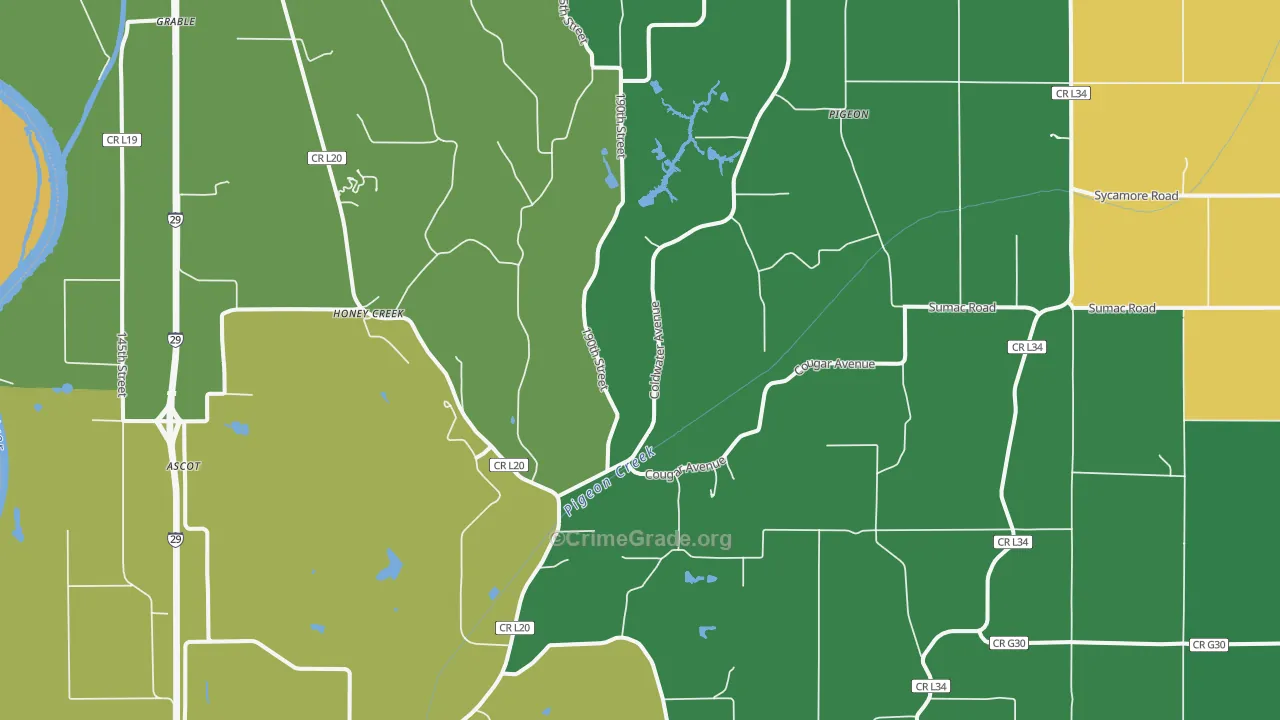 Honey Creek, IA Map of Assault Rates