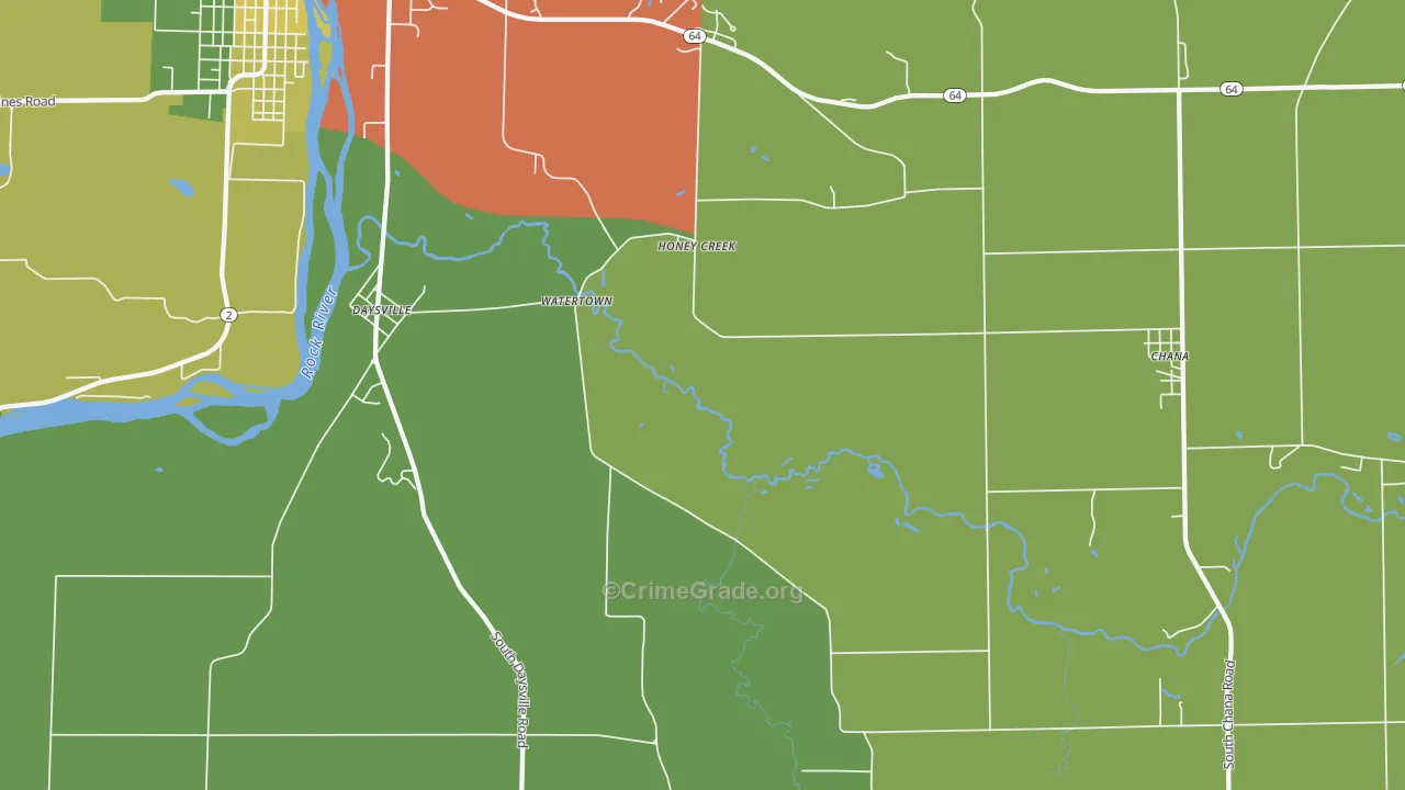 Honey Creek, IL Map of Assault Rates