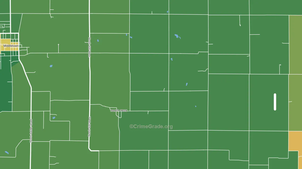 Honey Creek, IN Map of Assault Rates