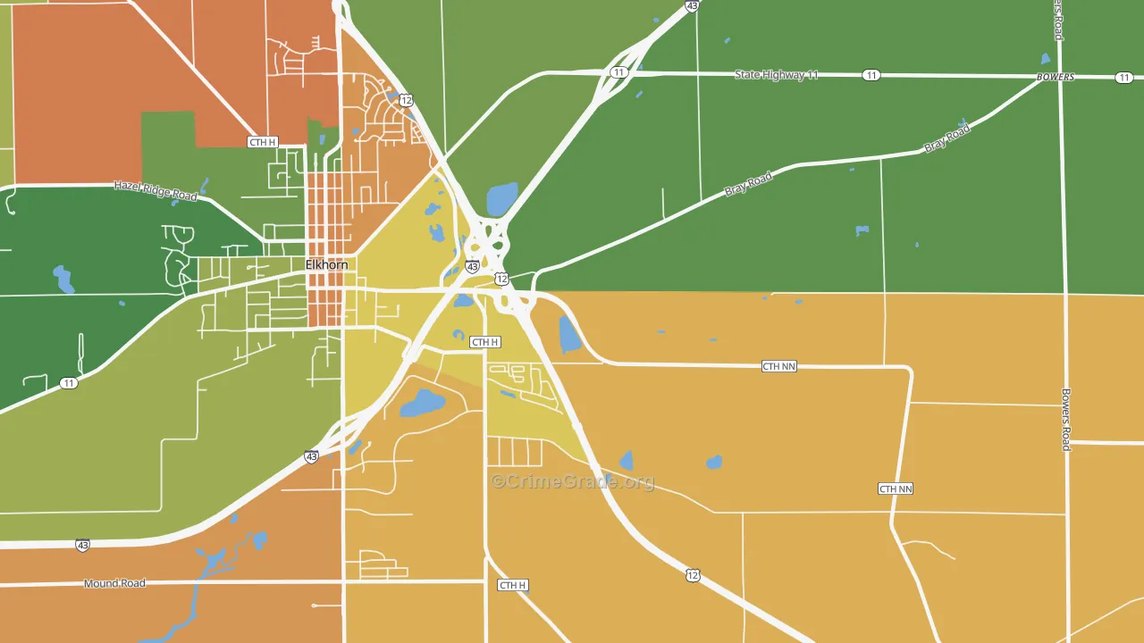 Honey Creek, WI Map of Assault Rates