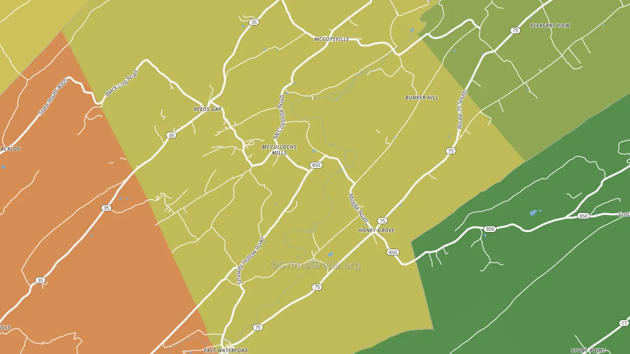 Honey Grove, PA Map of Assault Rates