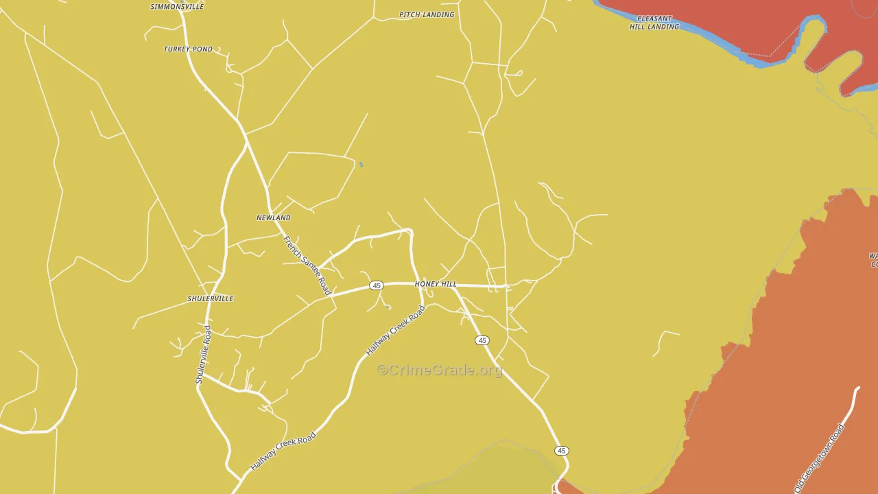 Honey Hill, SC Map of Assault Rates