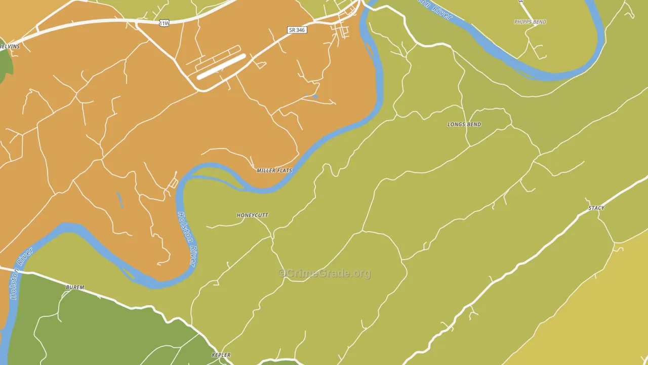 Honeycutt, TN Map of Assault Rates