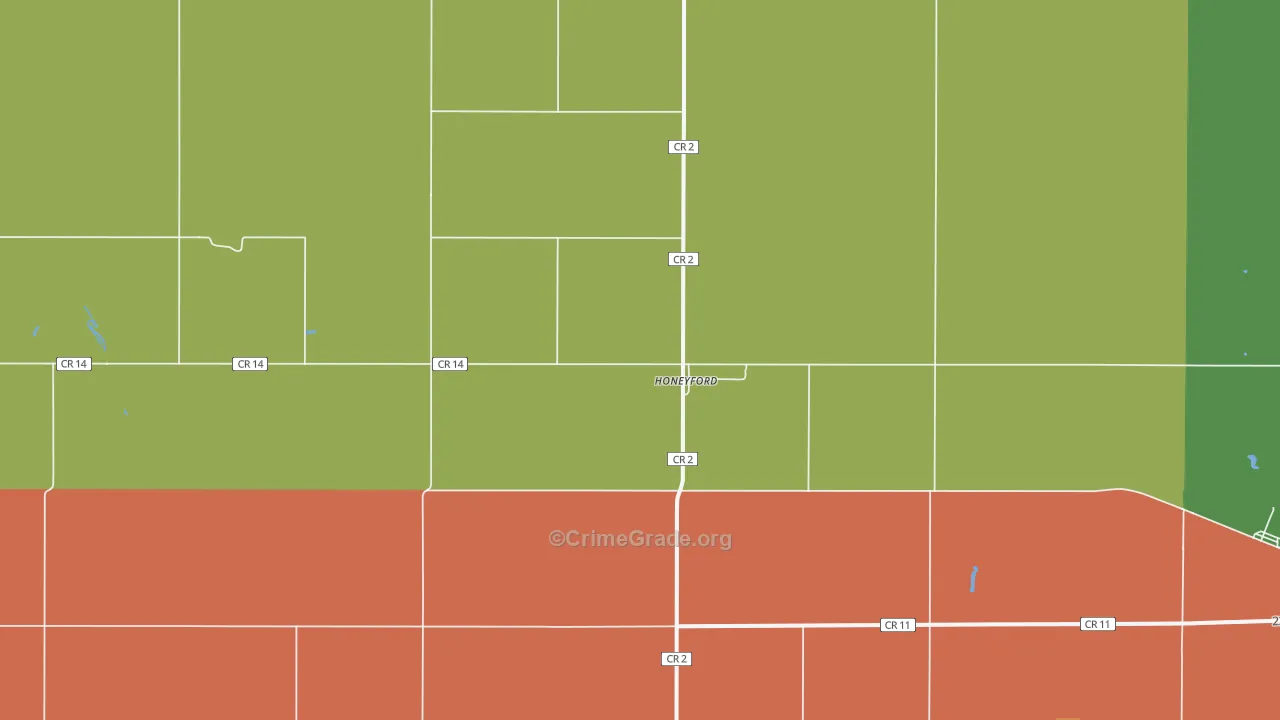 Honeyford, ND Map of Assault Rates