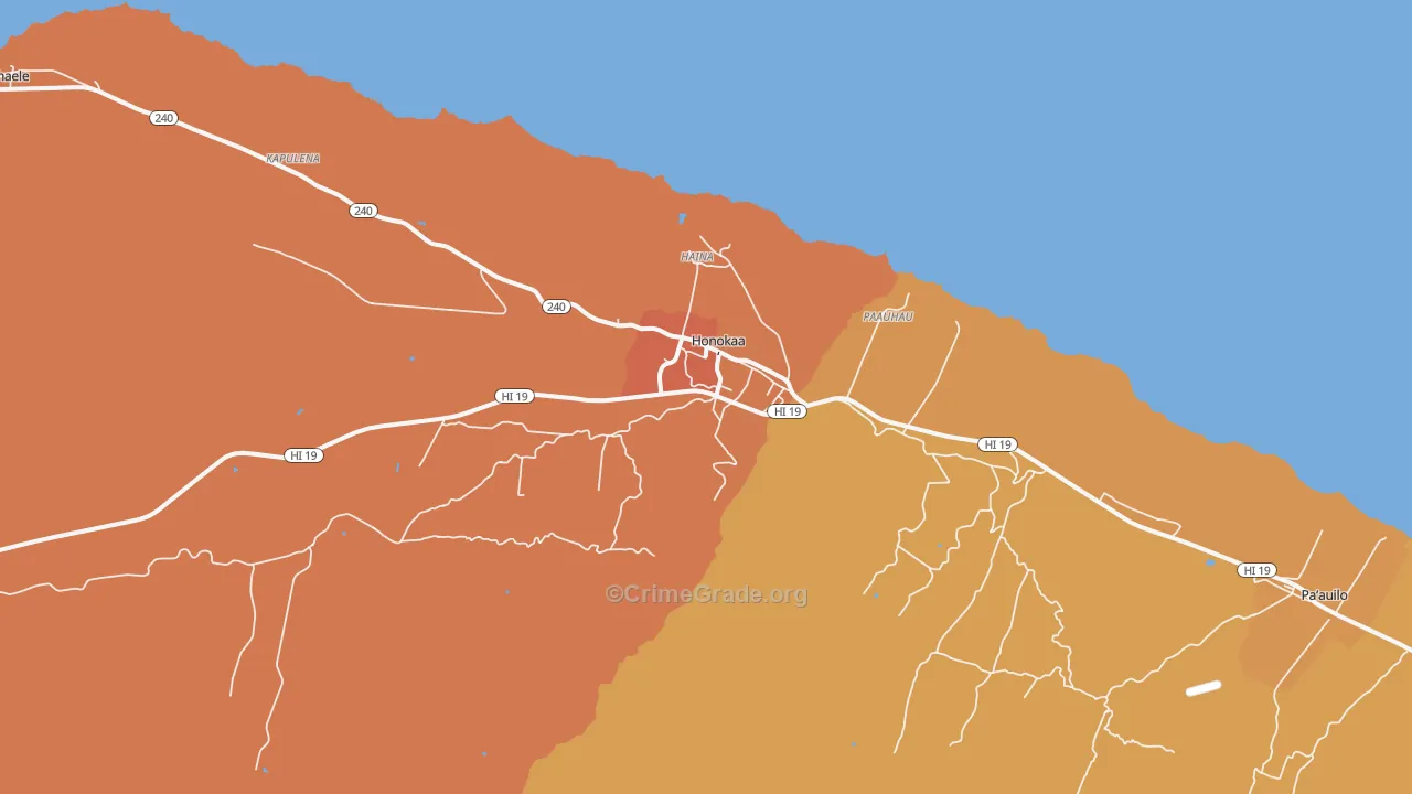 Honokaa, HI Map of Assault Rates
