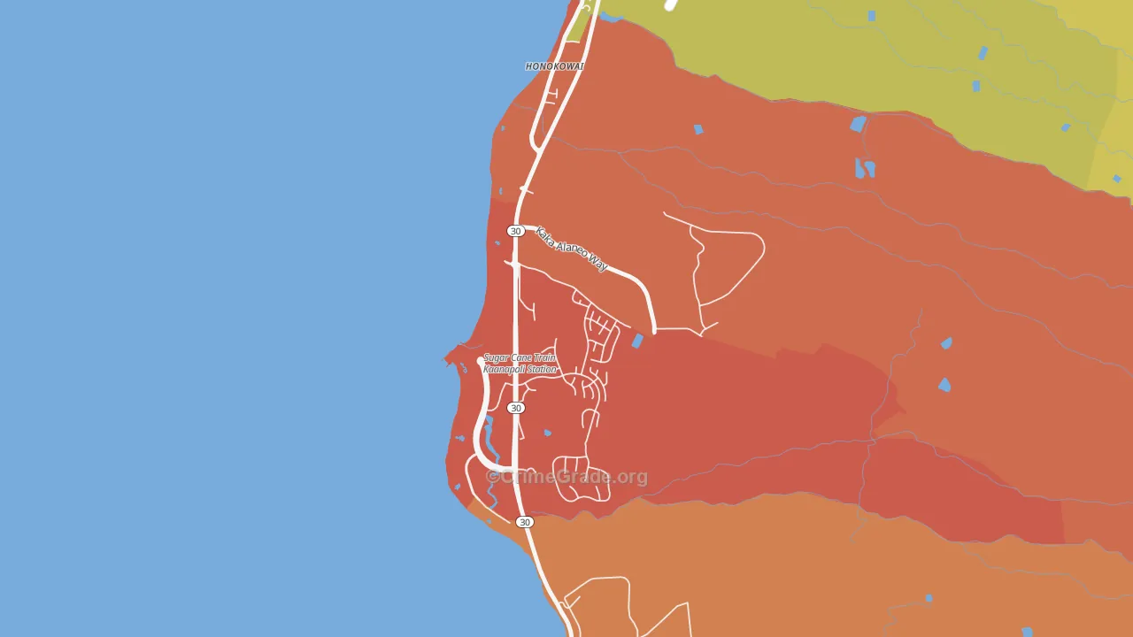 Honokowai, HI Map of Assault Rates