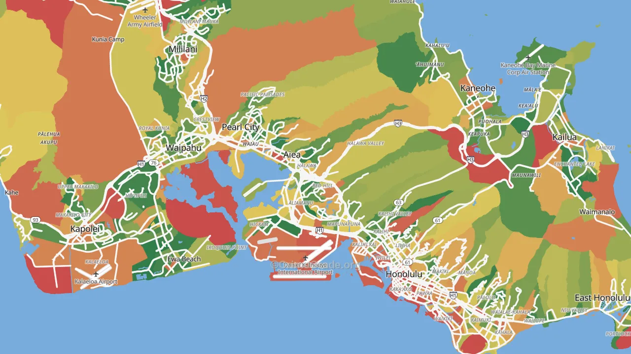 Honolulu County, HI Map of Assault Rates