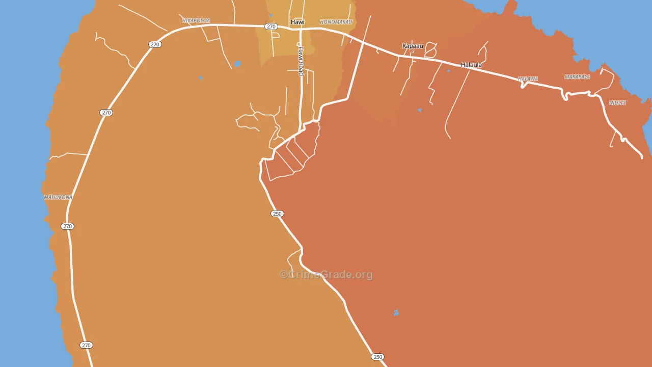 Honomakau, HI Map of Assault Rates