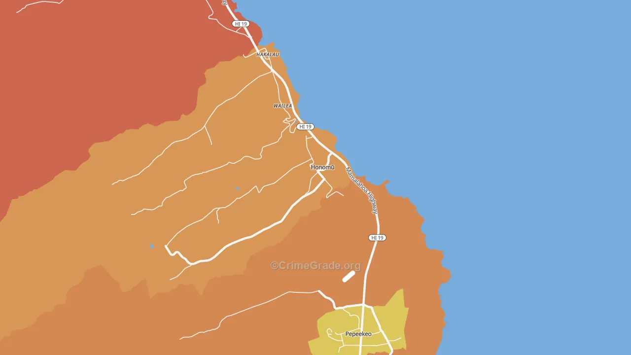 Honomu, HI Map of Assault Rates