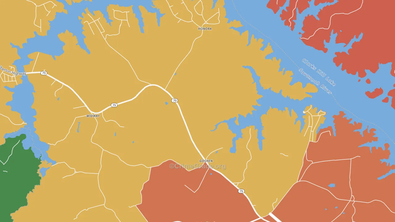 Honora, GA Map of Assault Rates