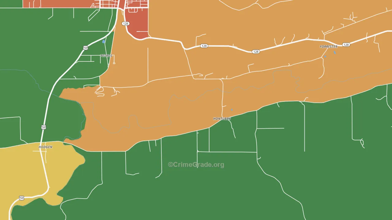 Hontubby, OK Map of Assault Rates