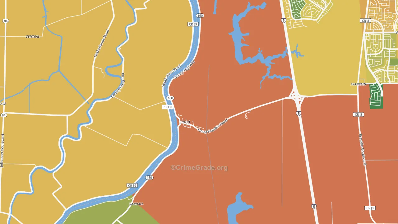 Hood, CA Map of Assault Rates