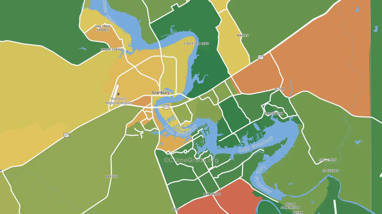 Hood County, TX Map of Assault Rates