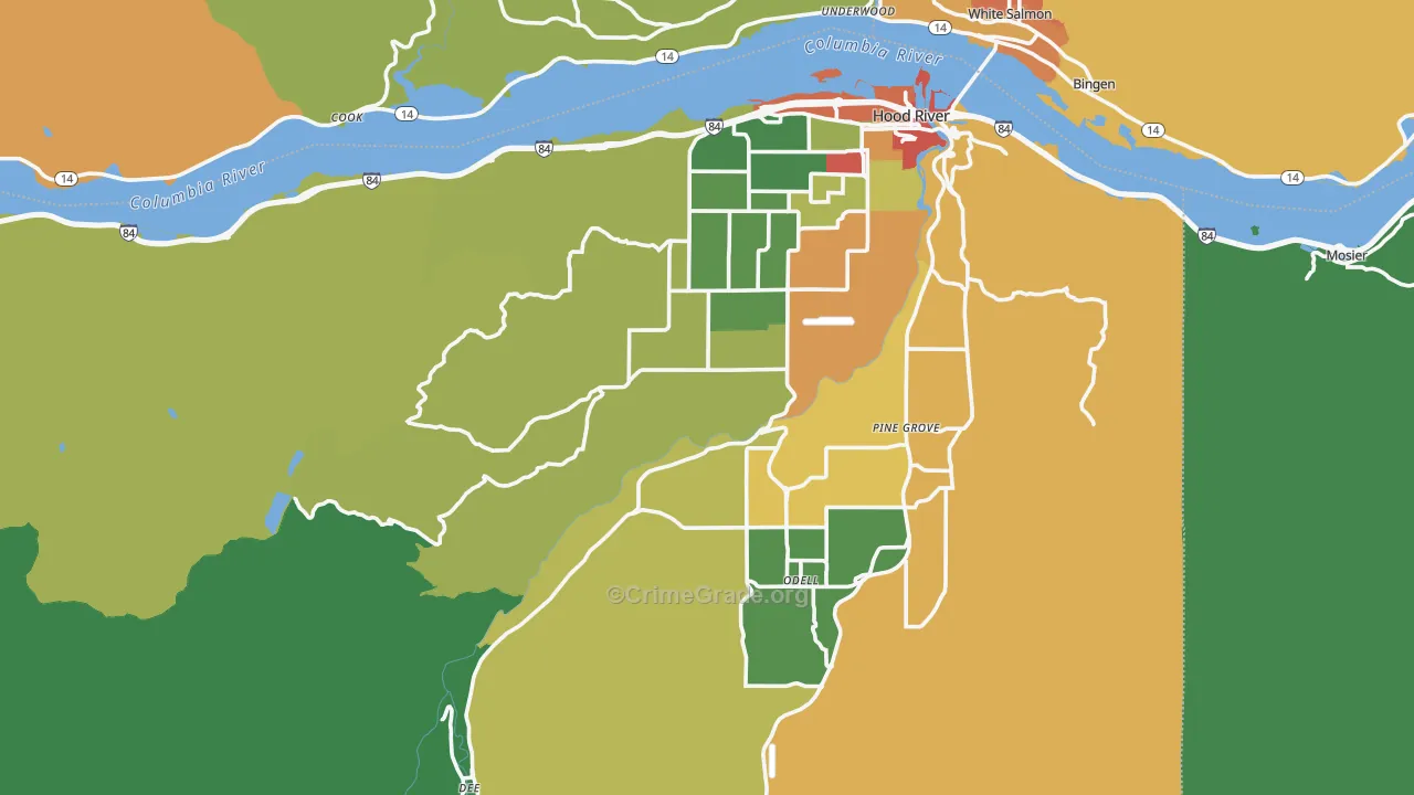 Hood River County, OR Map of Assault Rates