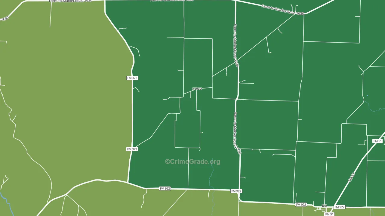 Hood, TX Map of Assault Rates