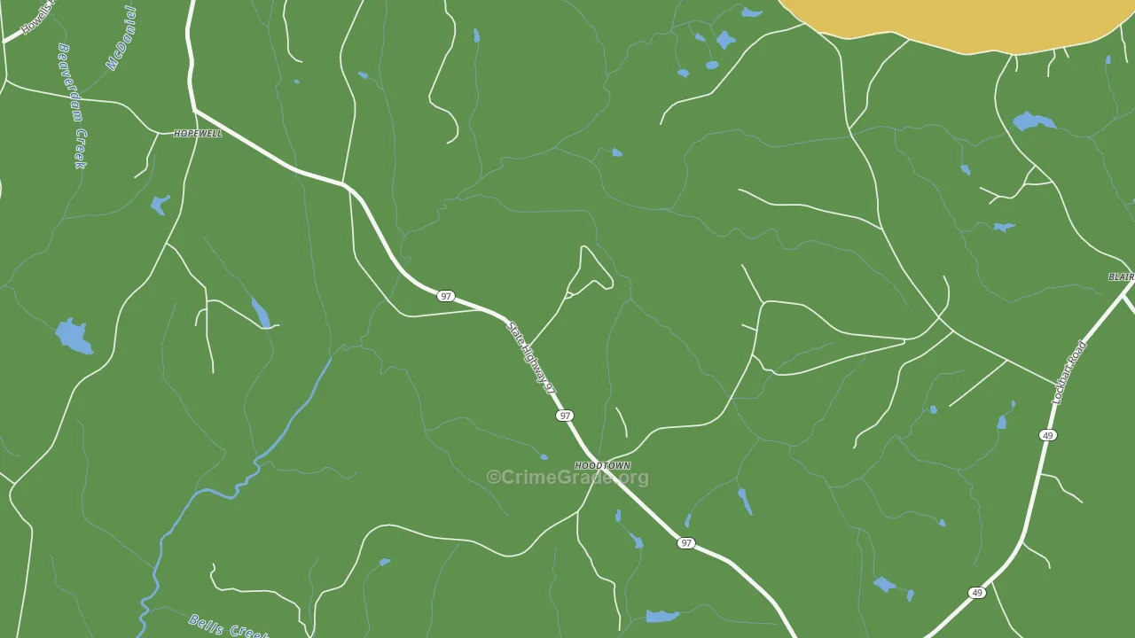 Hoodtown, SC Map of Assault Rates