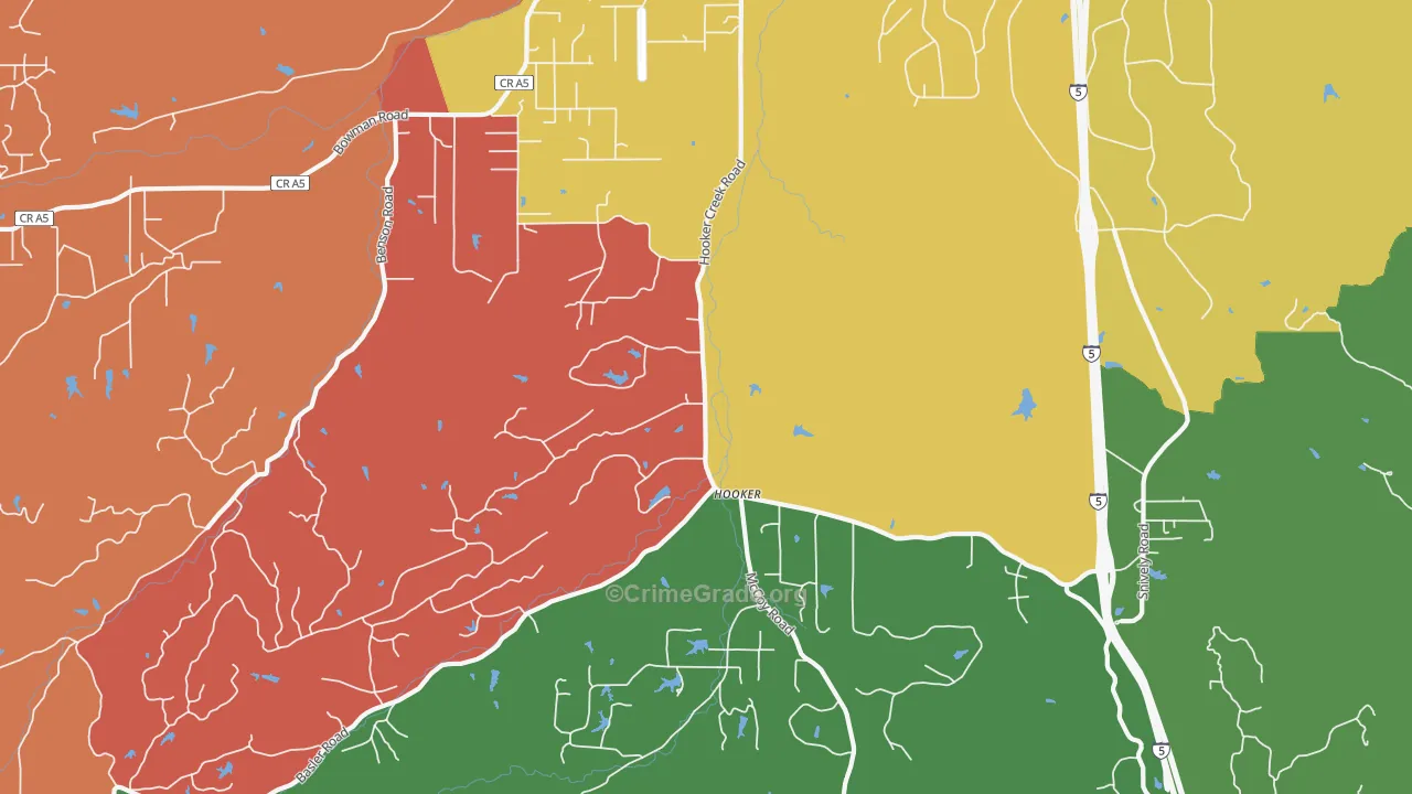 Hooker, CA Map of Assault Rates